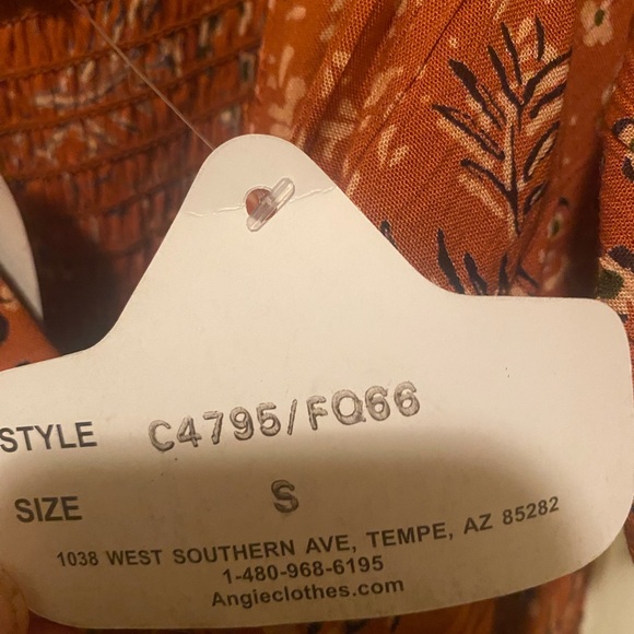 Angie Brown and Orange Wrap Sundress with Flutter Sleeves - Picture 4 of 4